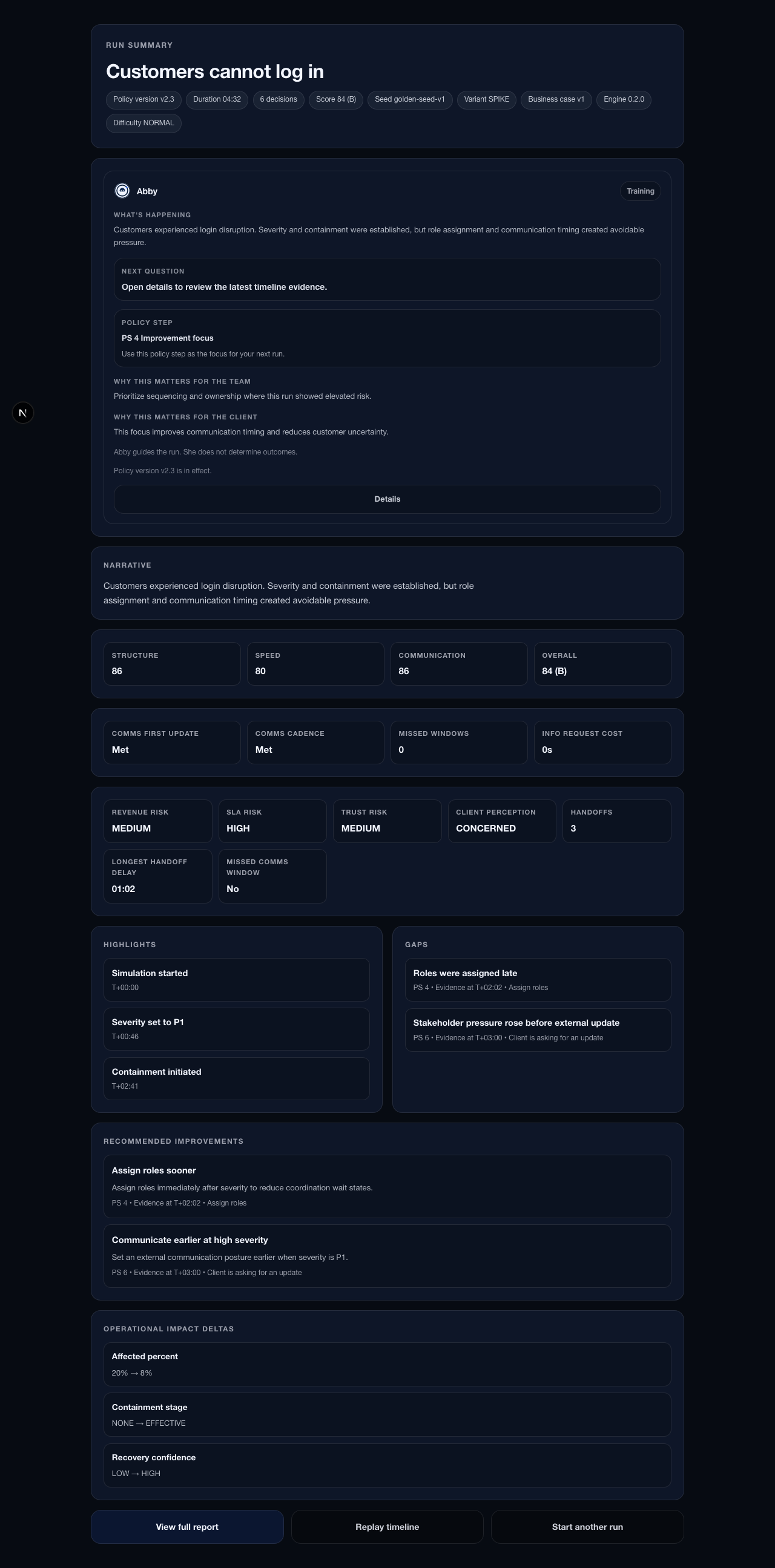 Run summary after a completed run