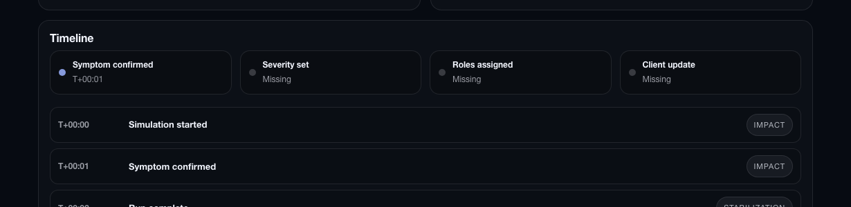 Execution timeline panel